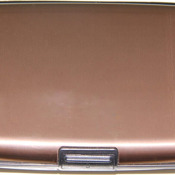 Brown - Metal Wallet Credit Card Holder, Women Men Aluminum RFID, Hard Case - Picture 5 of 5